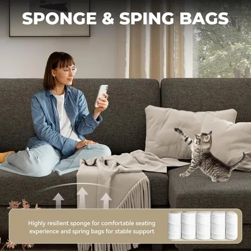 Vista 4 de Sofá modular en forma de U para sala de estar, sofá modular moderno con diván doble, sofá cama clásico para apartamento, marrón oscuro