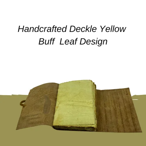 Vista 4 de OVERDOSE Diario de cuero Deckle Yellow Buff Leaf – Diario de escritura de bocetos vintage libro de sombras Vintage Deckle Edge Paper – 5 x 7