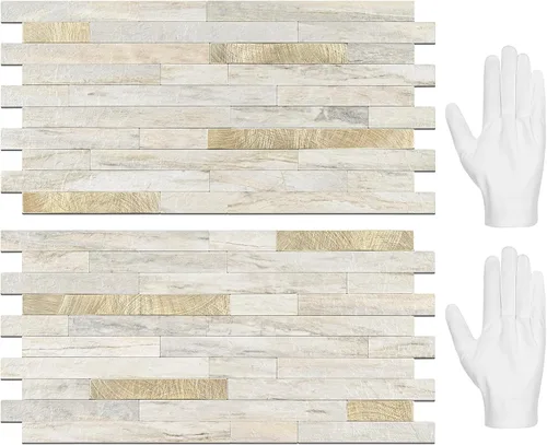 Vista 12 de STICKGOO 20 Hojas Azulejos Adhesivos Despegar y Pegar para Salpicadero, Azulejos Adhesivos para Salpicadero de Cocina y Baño, Aspecto Blanco Volakas