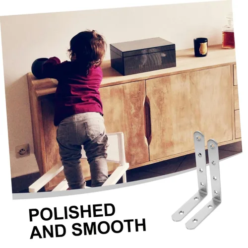 Vista 2 de DECHOUS Kit de 2 puntas para muebles a prueba de anclajes con soportes angulares para armarios y estanterías con anclajes de pared duraderos gruesos