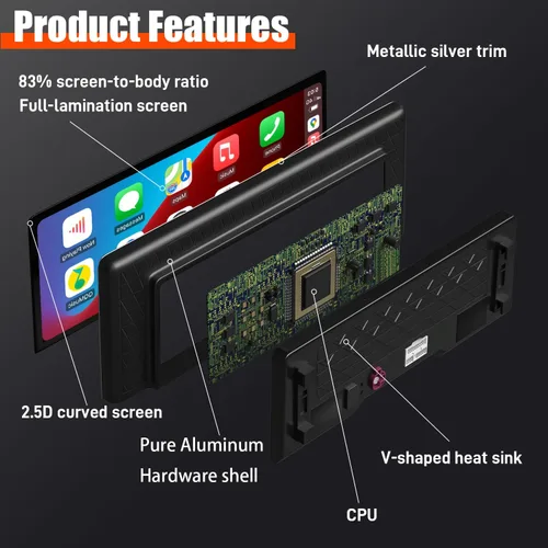 Vista 5 de PEMP Pantalla Linux ultrafina de 12,3 pulgadas para BMW Serie 5 F10 F11 NBT, compatible con iOS 26 CarPlay Retrofit Android Auto Mirror Link Car