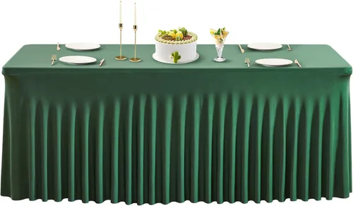 Vista 14 de PARTISKY - Mantel de elastano negro para mesas rectangulares de 4 pies, cubierta de mesa elástica para mesas plegables, bodas, fiestas, banquetes