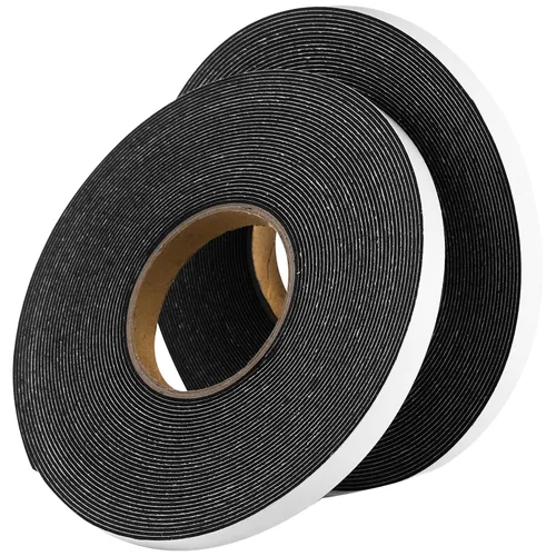 Tatuo 2 rollos de cinta de espuma de doble cara de 0.6 pulgadas por 50 pies, cinta adhesiva de montaje suave de espuma de polietileno negro para