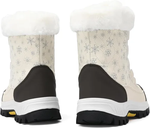 Vista 4 de COOJOY - Botas de nieve a media caña, peludas, e impermeables de mujer para el invierno