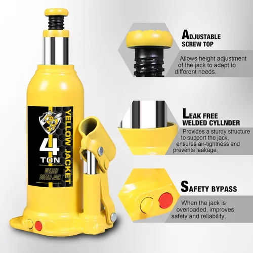 Vista 4 de YELLOW JACKET Gato hidráulico de botella soldado de 4 toneladas (8,000 lb) multidireccional con estuche de transporte para coche, SUV, reparación