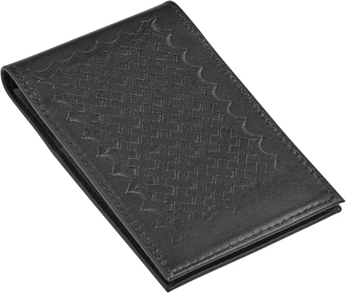 Vista 3 de D&K Portanotas de Cuero Negro con Tejido de Canasta para Blocs de Notas de 3x5, Cuaderno de Bolsillo Rellenable con Billetera para Aplicación