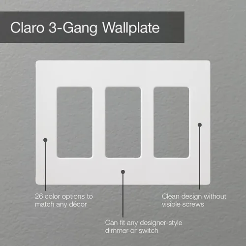Vista 3 de Lutron Claro Placa Cubierta para Interruptor de Luz, Placa de Pared de 3 Posiciones, para Interruptores de Luz Decorativos, Cubierta de Interruptor