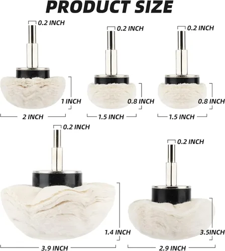 Vista 2 de 11 ruedas de pulido para taladro, bola de pulido para taladro con ejes hexagonales de 0.25 pulgadas, kit de pulido de algodón para herramientas