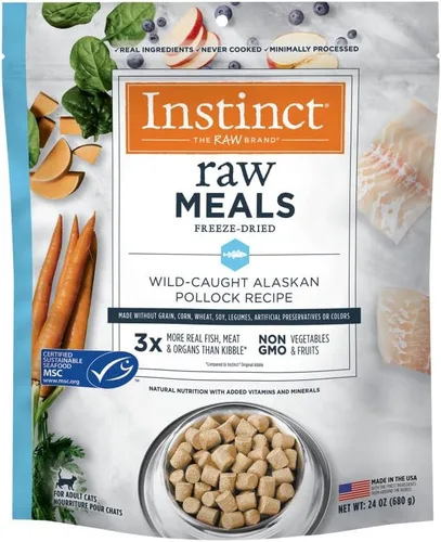 Vista 10 de Comida para gatos liofilizada cruda Instinct: comidas de pollo, bolsa de 9.5 oz