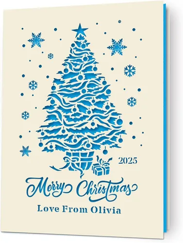 EDSG Tarjetas de Navidad personalizadas 2025, tarjetas de felicitación de Navidad, regalo personalizado, tarjetas de Navidad cortadas con láser para