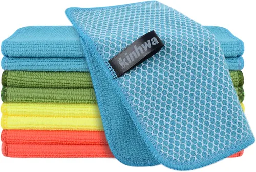 Vista 26 de KinHwa Paños de Cocina para Platos de Microfibra Absorbente de Secado Rápido con Lado de Fregado Poly Scour Ideal para Limpieza de Cocina