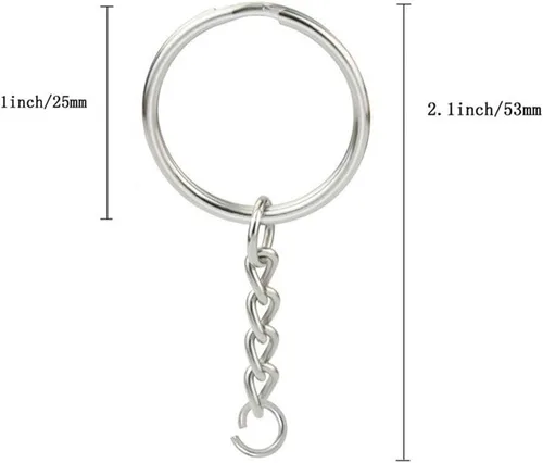Vista 2 de KINGFOREST - Kit de 50 piezas de anillos de llave divididos con cadenas y anillos de salto - 1 pulgada de plata y níquel, suministros a granel