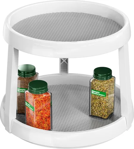 Vista 11 de Simple Houseware Organizador de especias Lazy Susan de 2 niveles, 10 pulgadas de diámetro, arce