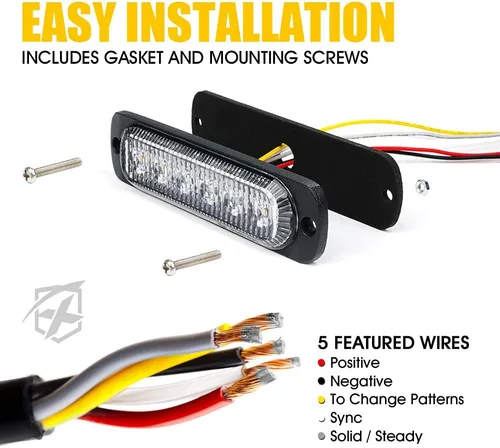 Vista 7 de Xprite 10 luces LED estroboscópicas de emergencia, ámbar de 12 luces LED estroboscópicas intermitentes, función de sincronización, luz de parrilla