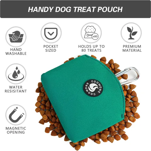 Vista 3 de COOWONE Bolsa de golosinas para perros con cierre magnético, bolsa de entrenamiento para perros pequeños, bolsa de bolsillo para golosinas para Verde