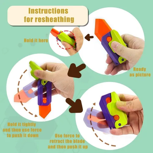 Vista 5 de 6 cuchillos para ansiedad, juguete de gravedad 3D, plástico de gravedad 3D, cuchilla de interruptor de juguete, impreso, cuchillo de impresión