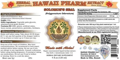 Vista 2 de HawaiiPharm Extracto líquido de sello de Salomón, tintura de sello de Salomón (Polygonatum odoratum), suplemento herbario, fabricado en EE. UU., 4