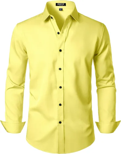 Vista 15 de JEMITOP Mens Stretch Wrinkle Free Dress Shirts Naranja quemado