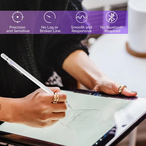 Vista 2 de Lápiz óptico para pantallas táctiles, lápiz digital activo, estilista de punta fina, compatible con iPhone, iPad Pro y otras tabletas