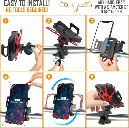 Vista 5 de TruActive Soporte Premium para Teléfono de Bicicleta Soporte Universal para Teléfono Celular para Teléfonos de 4"-7" Incluye 6 Bandas