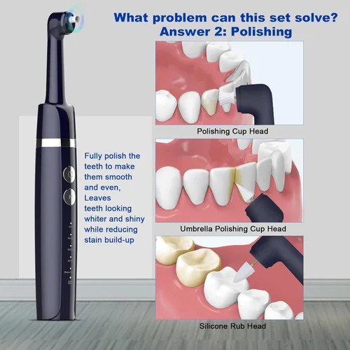 Vista 5 de Pulidor de dientes, kit de pulido de dientes para limpieza diaria, pulido y blanqueamiento de dientes (pasta de dientes profesional incluida)