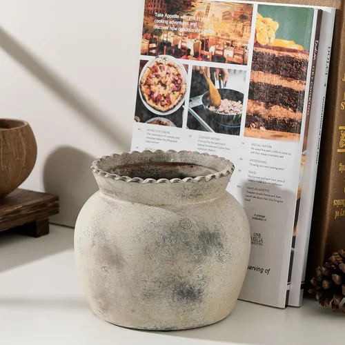 Vista 202 de SIDUCAL Florero decorativo de cerámica Florero rústico de 7.48 pulgadas para decoración del hogar, mesa, sala de estar, baño, escritorio de café