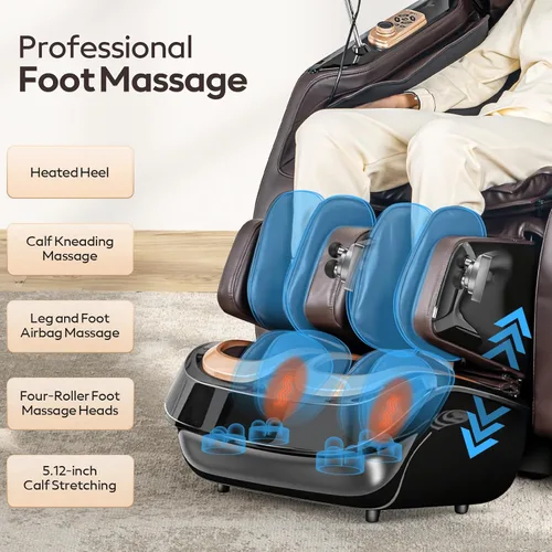 Vista 8 de Sillas de masaje 4D de cuerpo completo, sillón reclinable de masaje Shiatsu de carril SL de gravedad cero, calefacción central, 20 técnicas