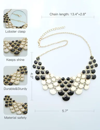 Vista 5 de Jane Stone - Collar moderno estilo vintage, pechera de adorno calado abierto