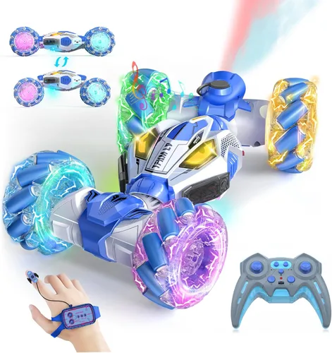 FLUESTON Autos de acrobacias RC con detección de gestos - Juguetes para niños y niñas de 6 a 12 años | Relleno de cesta de Pascua para niños | Coche