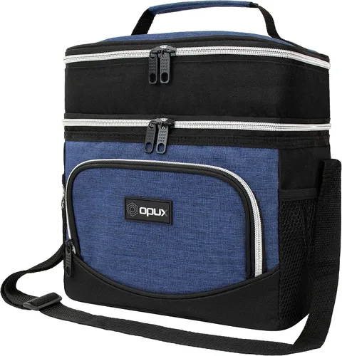 Vista 12 de OPUX Lonchera aislada de doble compartimento para hombres y mujeres, bolsa de almuerzo de doble cubierta a prueba de fugas para el trabajo