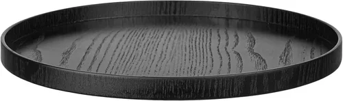 Vista 11 de Bandeja redonda de madera maciza para servir, extra grande, para té, café, aperitivos, comidas, plato antideslizante para cocina, fiesta, bar