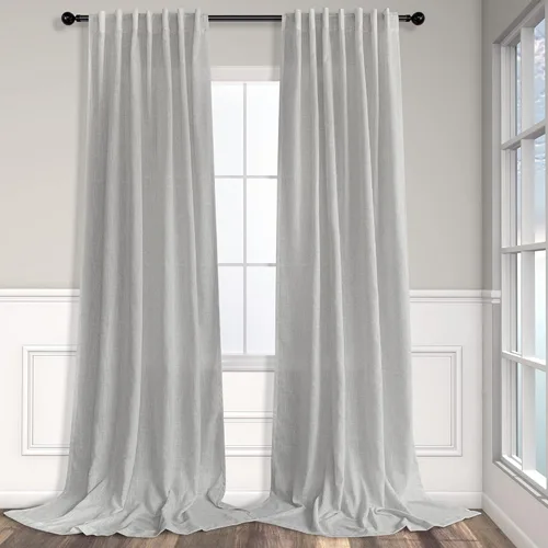 Vista 39 de Cortinas de lino natural semitraslúcidas Pitalk de 36 pulgadas de ancho para sala de estar, juego de 2 paneles con pestaña trasera, cortinas