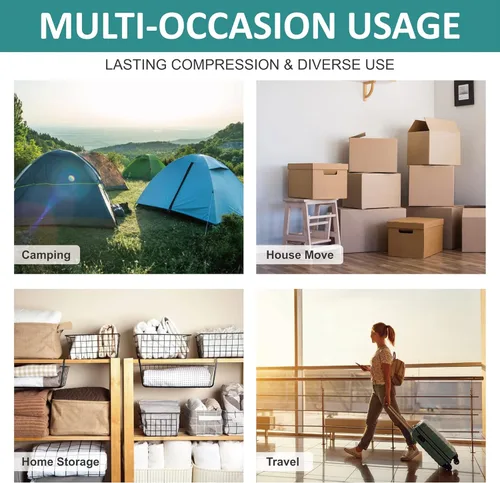 Vista 7 de Paquete de 6 bolsas de almacenamiento al vacío con bomba de mano, 80% de ahorro de espacio al vacío, bolsas de almacenamiento para ropa, equipaje