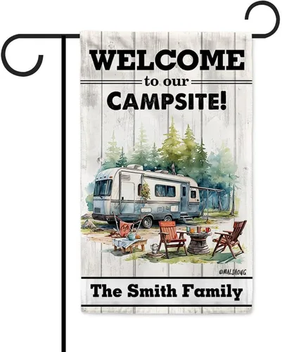 Vista 28 de Custom Welcome to Our Campsite Flag RV Camping Decor 12.5"x18" R26 Style 1