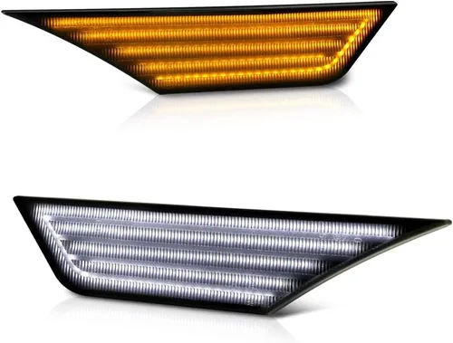 VIPMOTOZ [Switchback + señal de giro secuencial] Luz de señal de giro LED blanca y ámbar con lente ahumada frontal para Honda Civic, lado del