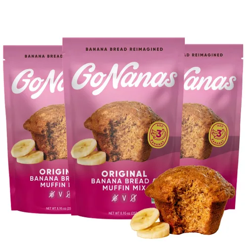 Vista 6 de GoNanas Mezcla original de pan de harina de avena y plátano, adecuada para dietas veganas a base de plantas, aperitivos sin gluten, aperitivos