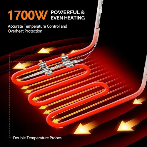 Vista 4 de Freidora eléctrica de acero inoxidable de 10 L/10.5 cuartos de galón, freidora comercial con canasta, 2500 W 110 V freidora de encimera