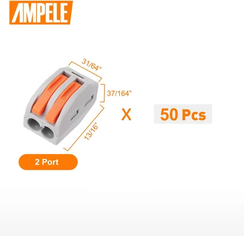Vista 2 de Conector de cable de palanca de 2 puertos, conectores de alambre de empalme compactos para múltiples tipos de cables