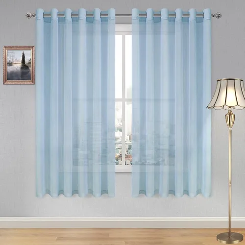 Vista 92 de DWCN - Cortinas de gasa transparente, estilo lino, con ojales, diseño de lino, para sala de estar, juego de 2 paneles