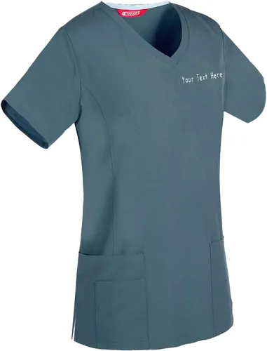 Vista 6 de Camiseta médica bordada para mujer personalizada con tu texto Manzana Verde (Apple Green)