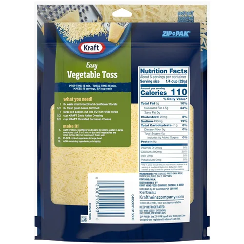 Vista 4 de Kraft Natural Finely Shredded Parmesan Cheese (6 oz Bag)