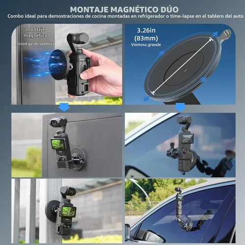 Vista 4 de BRDRC Kit de 22 accesorios en 1 de bolsillo, incluyendo estuche duro, soporte de succión para automóvil, trípode, base magnética, base