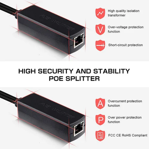 Vista 10 de ipolex 10/100M PoE Splitter Active, Power ethernet Splitter Adapter, 2