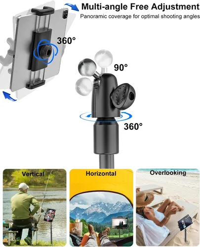 Vista 5 de Trípode para tableta para exteriores [monopie de metal de 57 pulgadas] soporte de trípode para iPad para camping, viajes, campo, fiestas, reuniones