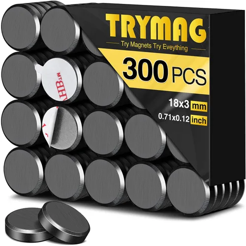 Vista 18 de TRYMAG Pequeños imanes de cerámica de 0.709 x 0.197 in para manualidades con respaldo adhesivo, 150 unidades de círculo plano de disco redondo