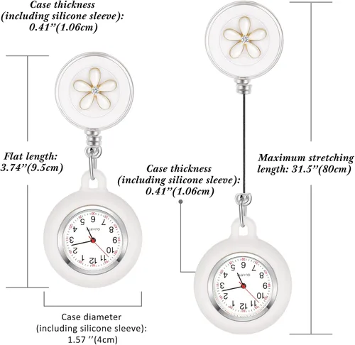Vista 4 de Outus Reloj de enfermera de 4 piezas para enfermeras médicos, reloj de enfermera, broche de bolsillo, reloj digital