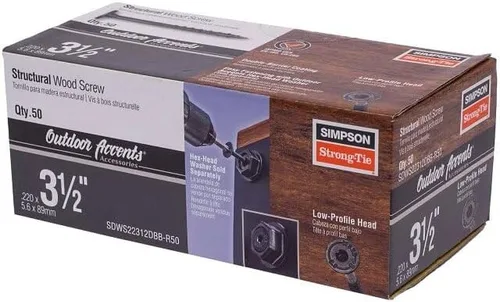 Simpson Strong-Tie 5005069 Tornillo de madera para arandela de 3.5 pulgadas 44 negro, 3-1/2"