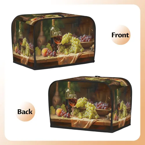 Vista 4 de Cubierta moderna para tostadora de uvas de vino tinto, protección de 2 rebanadas contra el polvo y las huellas dactilares, fundas para pan, fundas