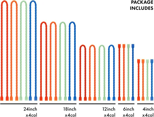 Vista 2 de Gesipor 20 bridas de silicona para cables, reutilizables, de goma, flexibles, con núcleo de acero, para agrupar y sostener, ataduras multiusos