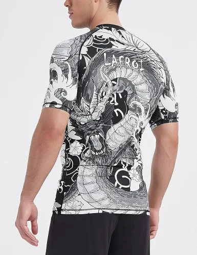Vista 5 de LAFROI Camisa de compresión de manga corta UPF 50+ Baselayer Performance para hombre, camiseta de protección contra erupciones, CLY08